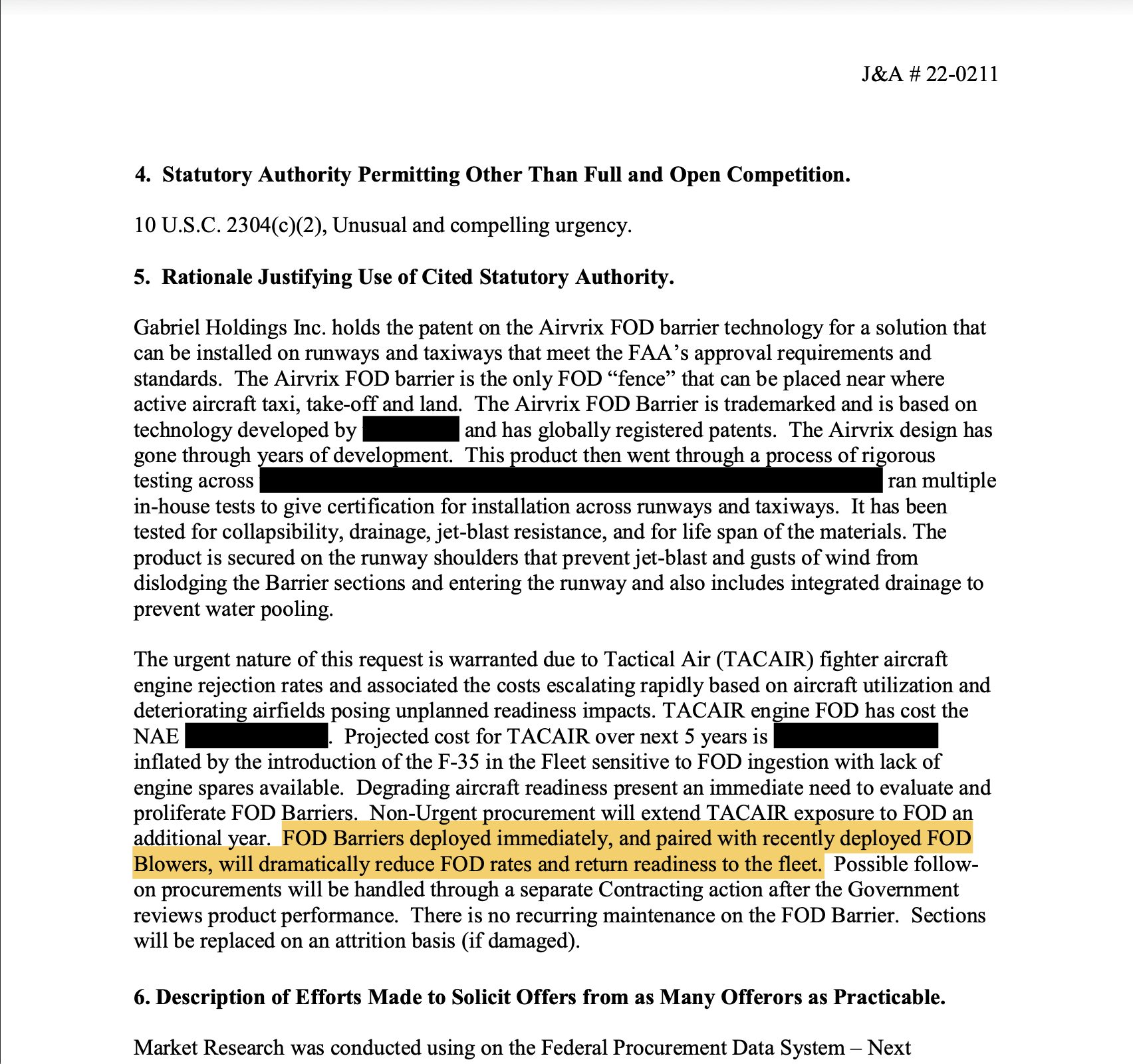 U.S. Navy J&A Document Page 2